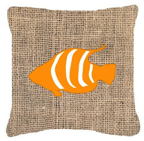 Fish Burlap and Orange   Canvas Fabric Decorative Pillow BB1020 - the-store.com