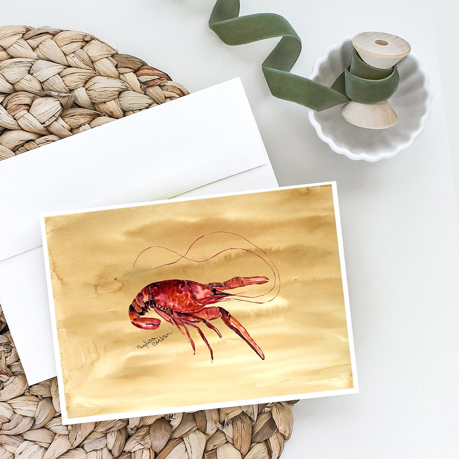 Buy this Crawfish Sandy Beach Greeting Cards and Envelopes Pack of 8