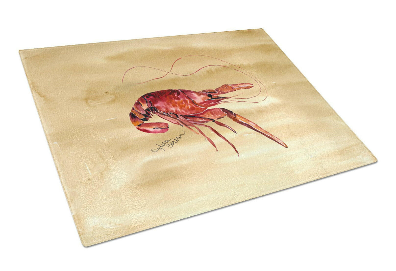 Cooked Crawfish on Sandy Beach Glass Cutting Board by Caroline's Treasures