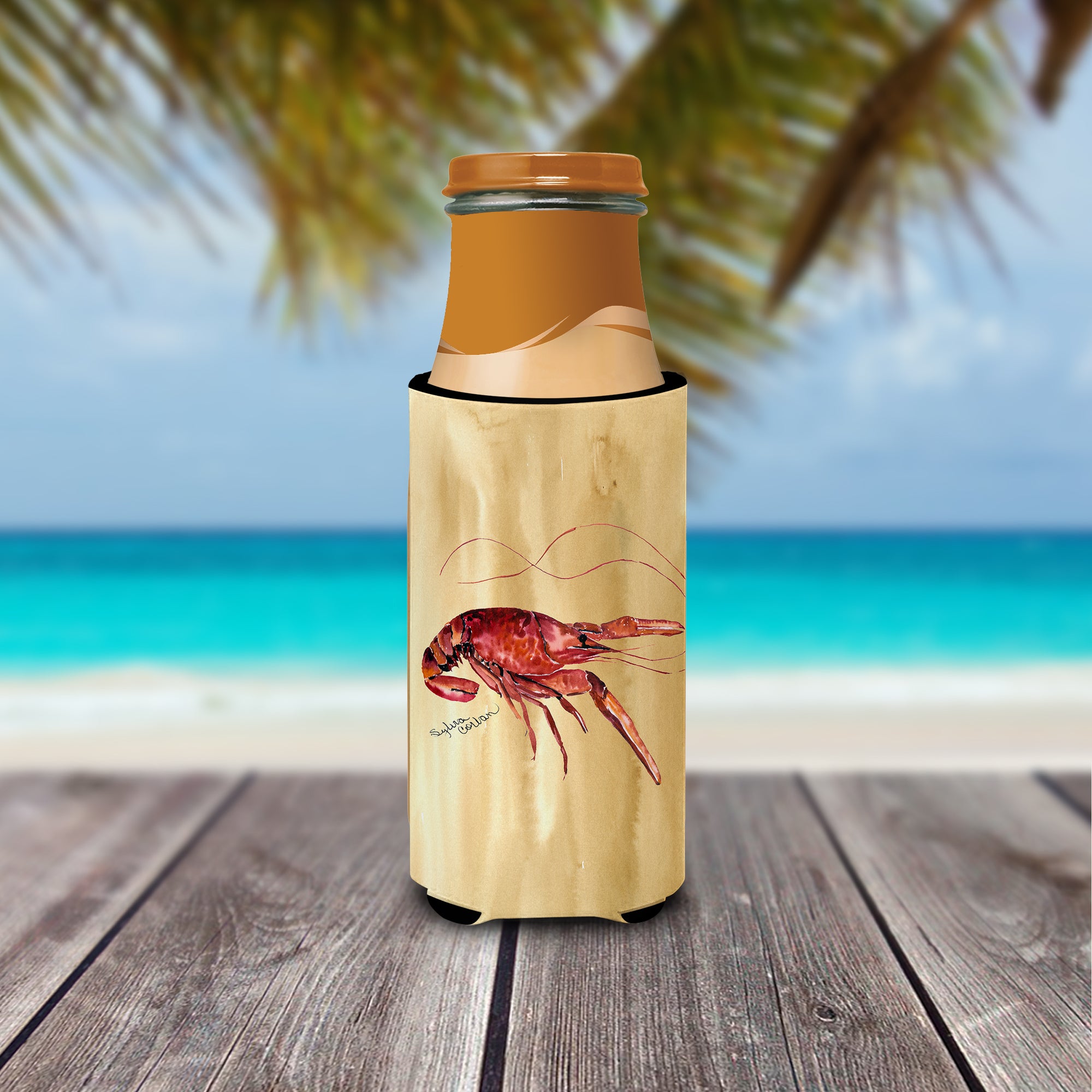 Crawfish Sandy Beach Ultra Beverage Insulators for slim cans 8230MUK.