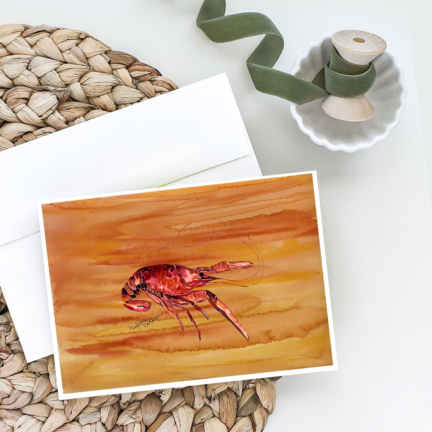 Crawfish Hot and Spicy Greeting Cards and Envelopes Pack of 8 - the-store.com