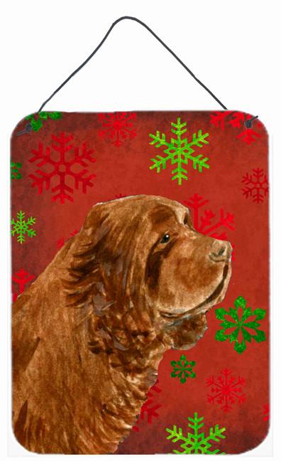 Sussex Spaniel Red Snowflakes Holiday Christmas Wall or Door Hanging Prints by Caroline&#39;s Treasures