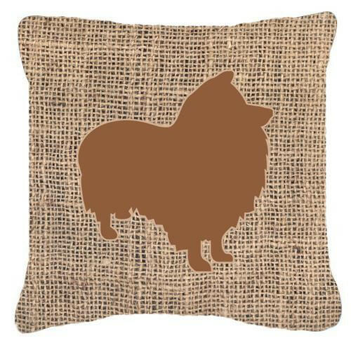 Sheltie Burlap and Brown   Canvas Fabric Decorative Pillow BB1080 - the-store.com