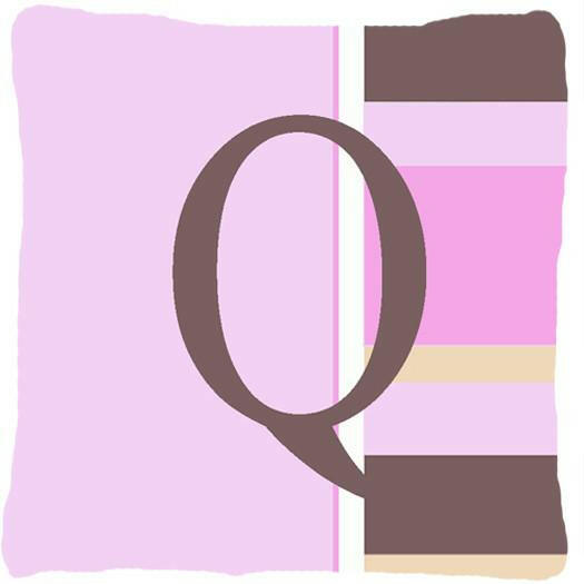 Letter Q Initial Monogram - Pink Stripes Decorative   Canvas Fabric Pillow - the-store.com