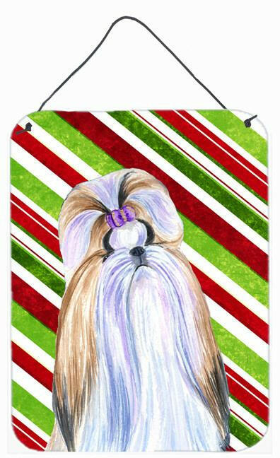 Shih Tzu Candy Cane Holiday Christmas Metal Wall or Door Hanging Prints by Caroline&#39;s Treasures