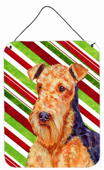 Airedale Candy Cane Holiday Christmas Wall or Door Hanging Prints by Caroline's Treasures