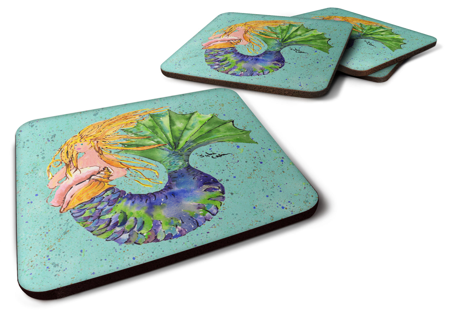 Set of 4 Mermaid Foam Coasters - the-store.com