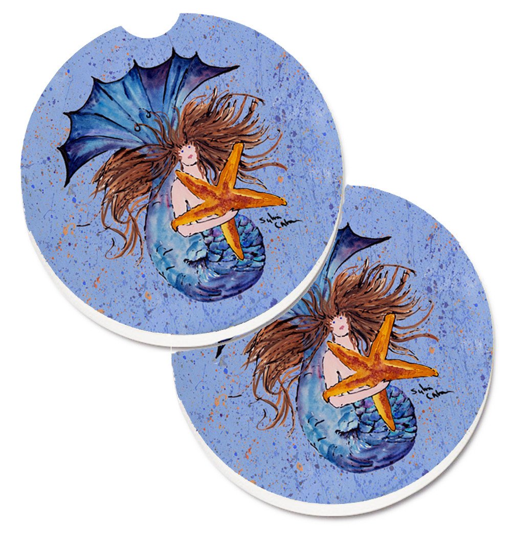 Mermaid  Set of 2 Cup Holder Car Coasters 8337CARC by Caroline's Treasures