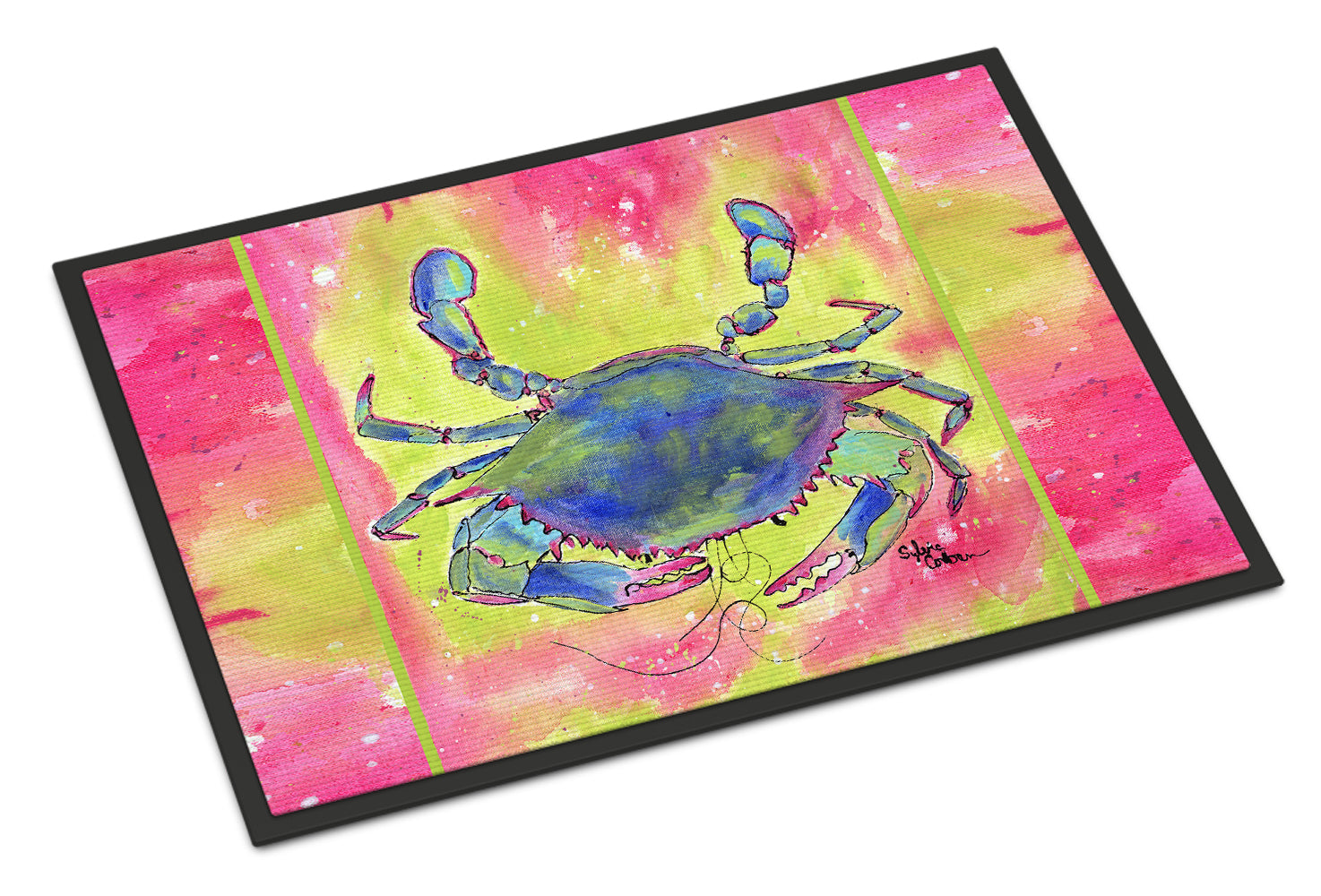 Caroline's Treasures Bright Pink and Blue Crab Doormat - 18x27 Decorative Floor Mat – Indoor/Outdoor Rug with Artistic Flair 8343 Doormat