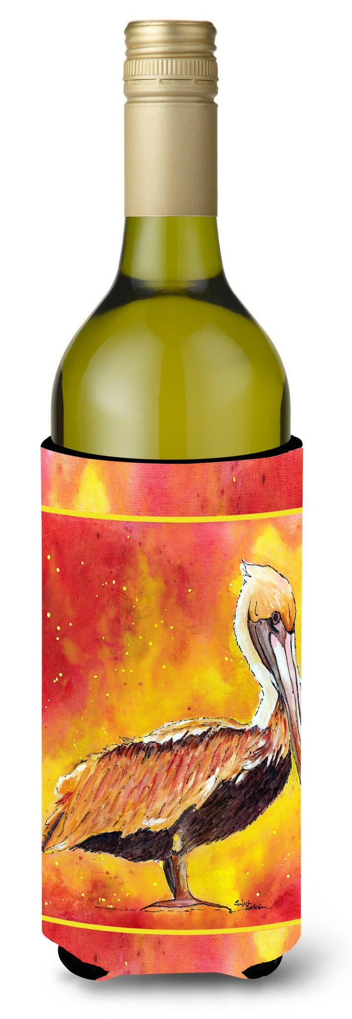 Brown Pelican Hot and Spicy Wine Bottle Beverage Insulator Beverage Insulator Hugger by Caroline's Treasures