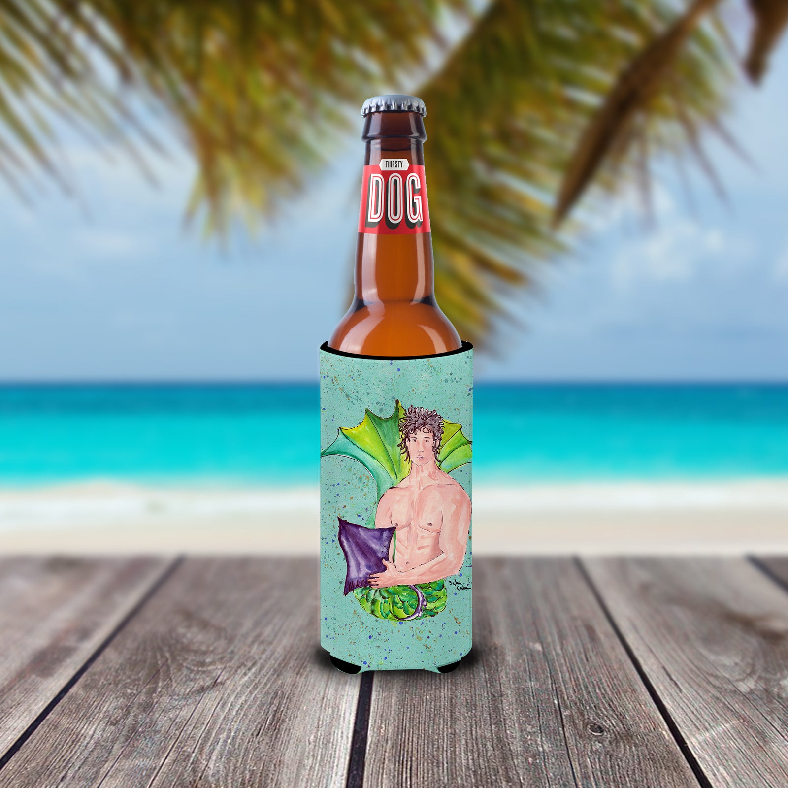 Caroline's Treasures Black Headed Merman Slim Can Hugger – Fun & Functional Drink Coolers 8345MUK