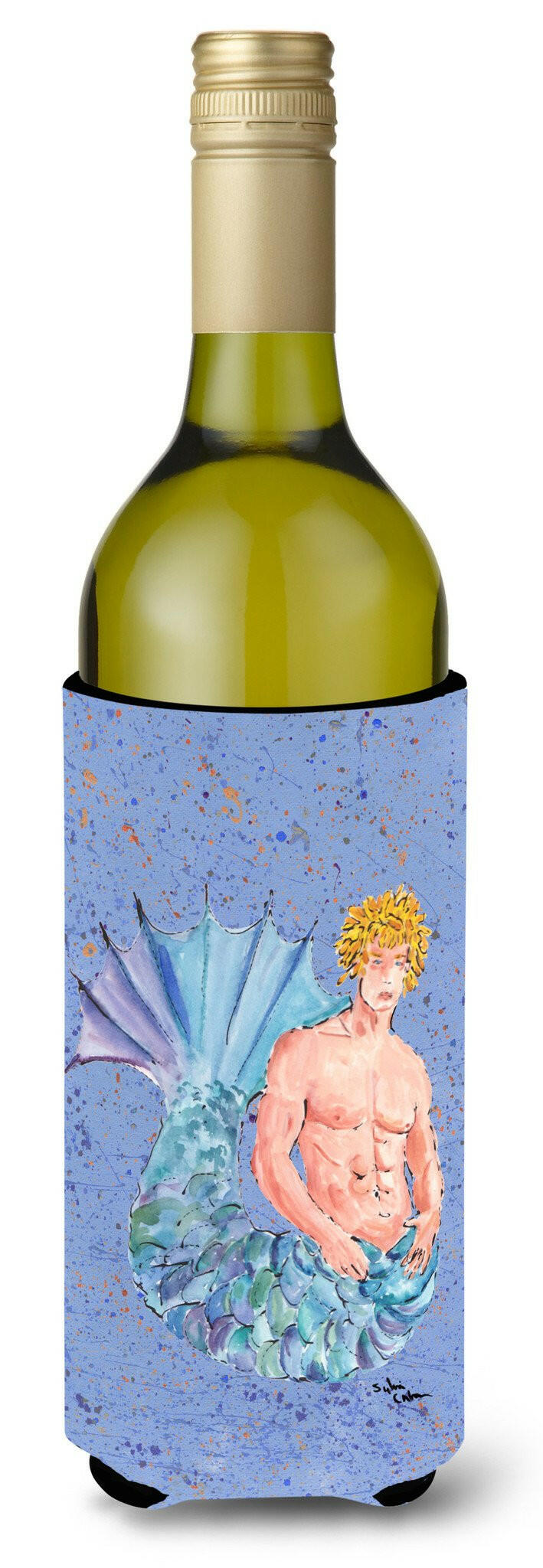 Blonde Merman Wine Bottle Beverage Insulator Beverage Insulator Hugger by Caroline&#39;s Treasures