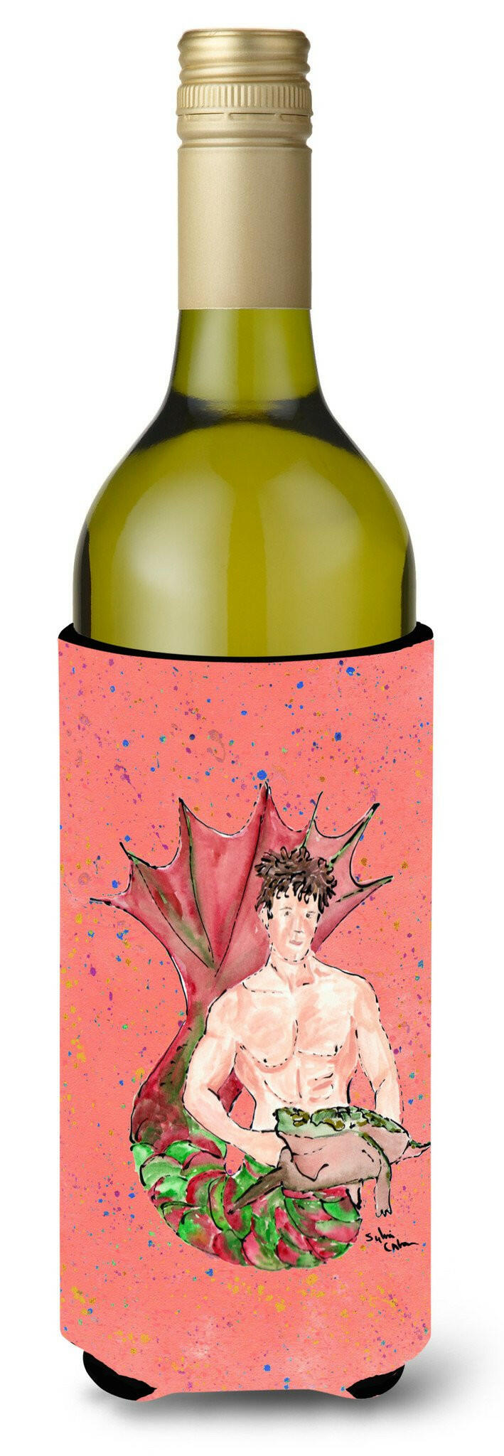 Brunette Merman Wine Bottle Beverage Insulator Beverage Insulator Hugger by Caroline&#39;s Treasures