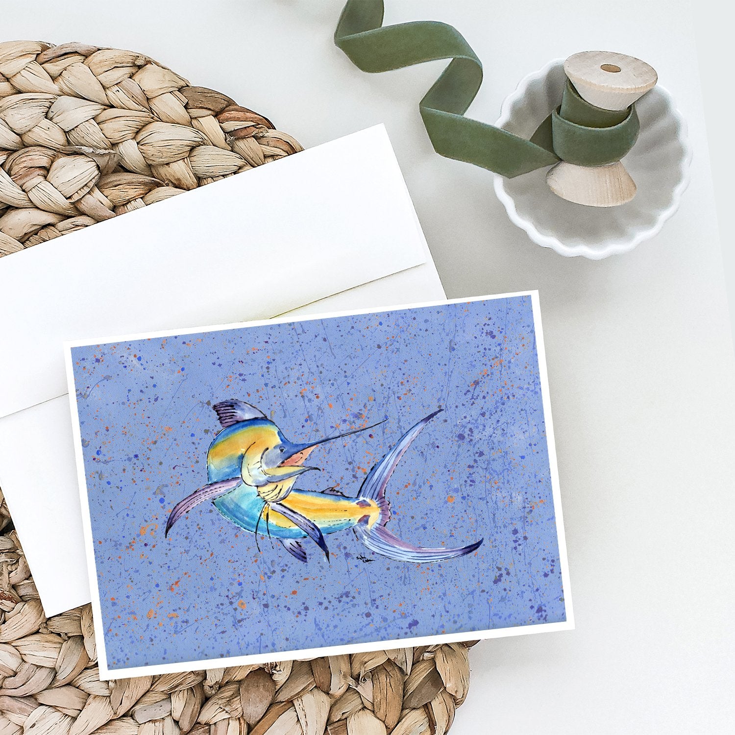 Buy this Blue Marlin Fish Greeting Cards and Envelopes Pack of 8