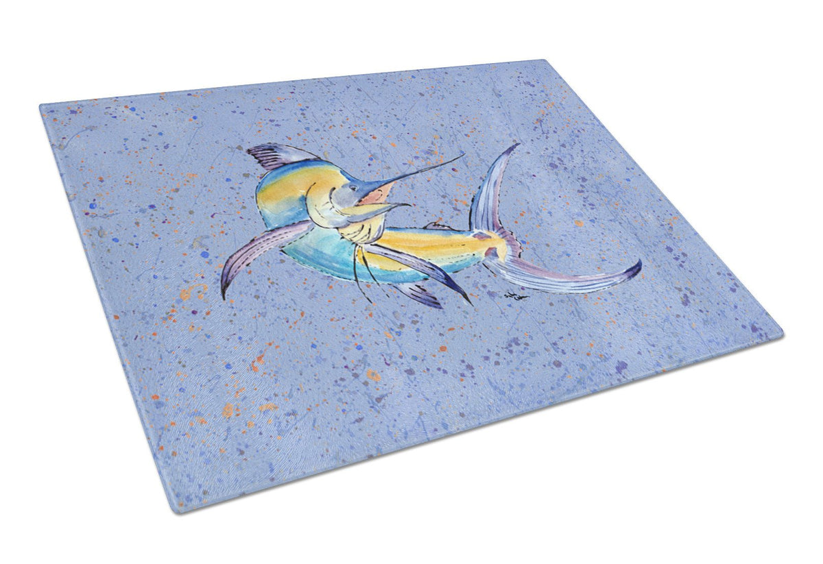 Blue Marlin Glass Cutting Board Large by Caroline&#39;s Treasures
