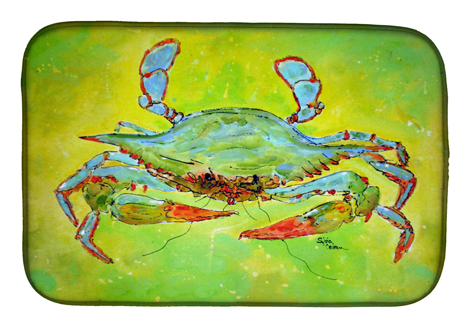 Bright Green Blue Crab Dish Drying Mat 8357DDM  the-store.com.