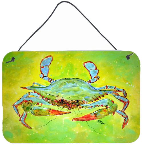 Bright Green Blue Crab Aluminium Metal Wall or Door Hanging Prints by Caroline&#39;s Treasures