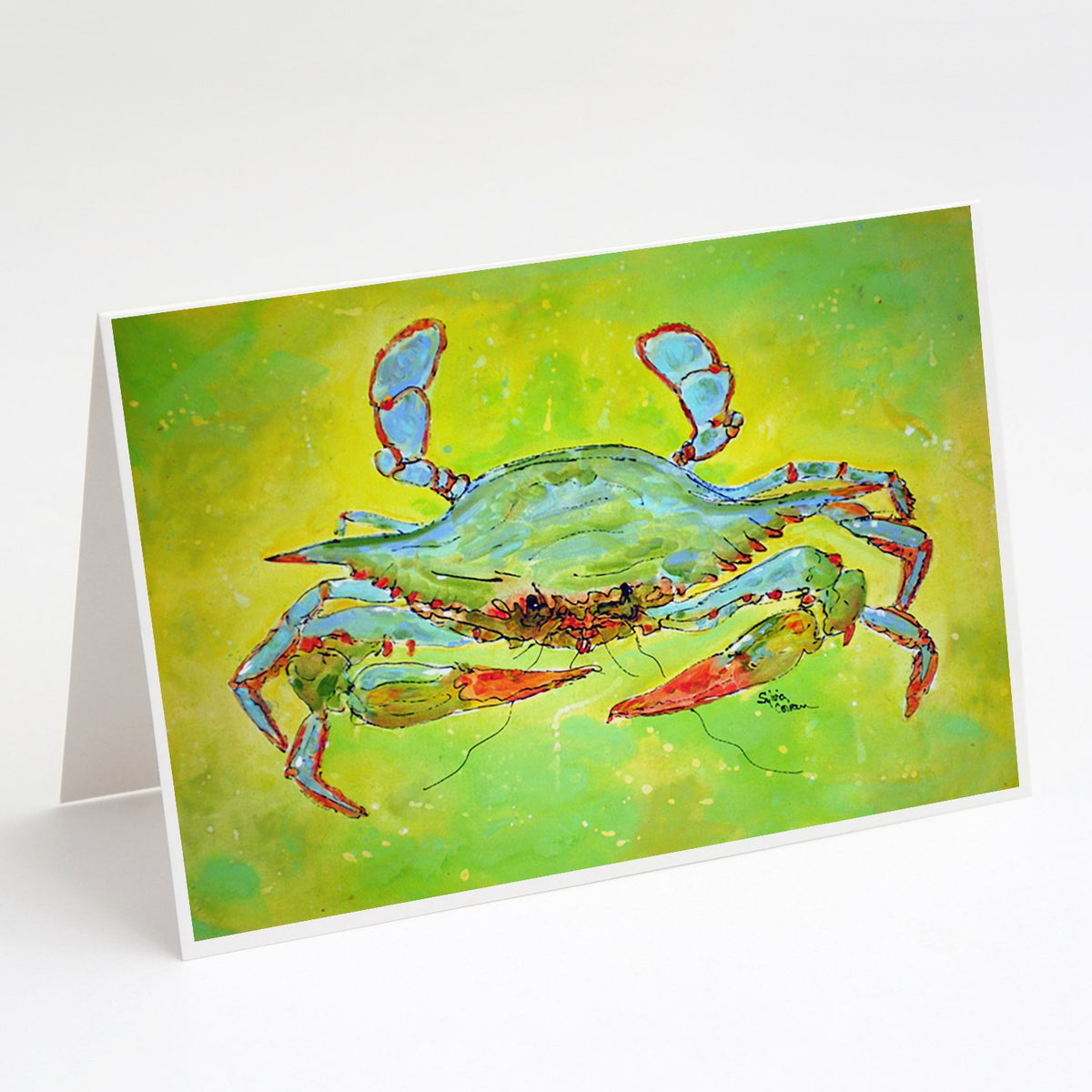 Buy this Bright Green Blue Crab Greeting Cards and Envelopes Pack of 8