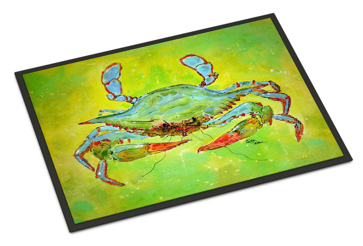 Bright Green Blue Crab  Indoor or Outdoor Mat 24x36 - the-store.com