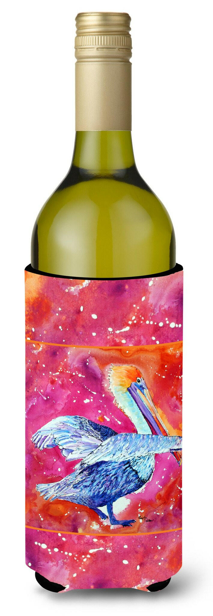 Pelican Wine Bottle Beverage Insulator Beverage Insulator Hugger 8360LITERK by Caroline&#39;s Treasures