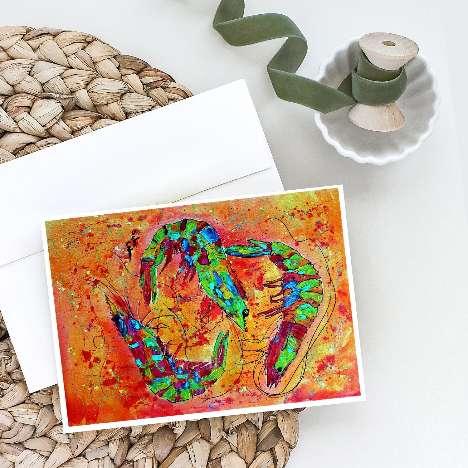 Shrimp Greeting Cards and Envelopes Pack of 8 - the-store.com