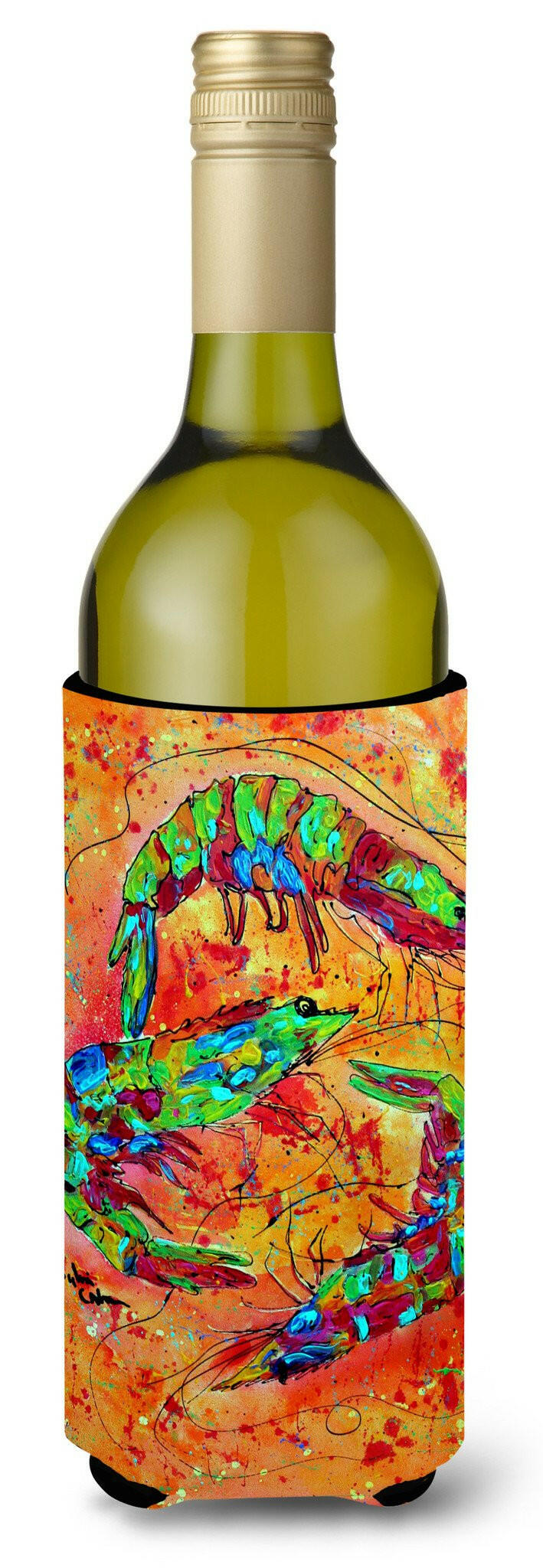 Shrimp Wine Bottle Beverage Insulator Beverage Insulator Hugger 8361LITERK by Caroline's Treasures