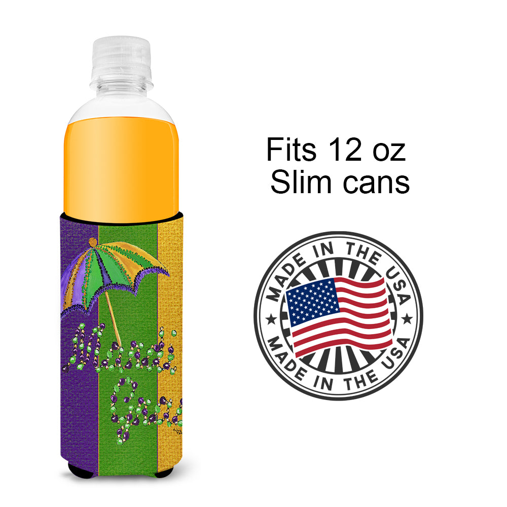 Mardi Gras Second line umbrella Ultra Beverage Insulators for slim cans 8373MUK.