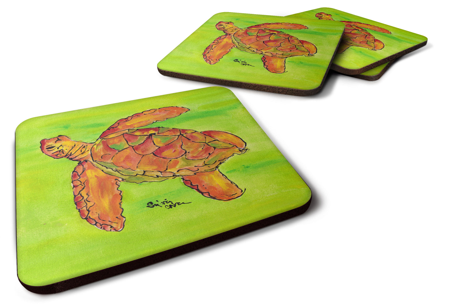 Set of 4 Turtle Foam Coasters - the-store.com