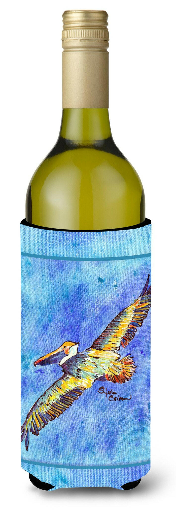 Pelican Wine Bottle Beverage Insulator Beverage Insulator Hugger 8377LITERK by Caroline&#39;s Treasures