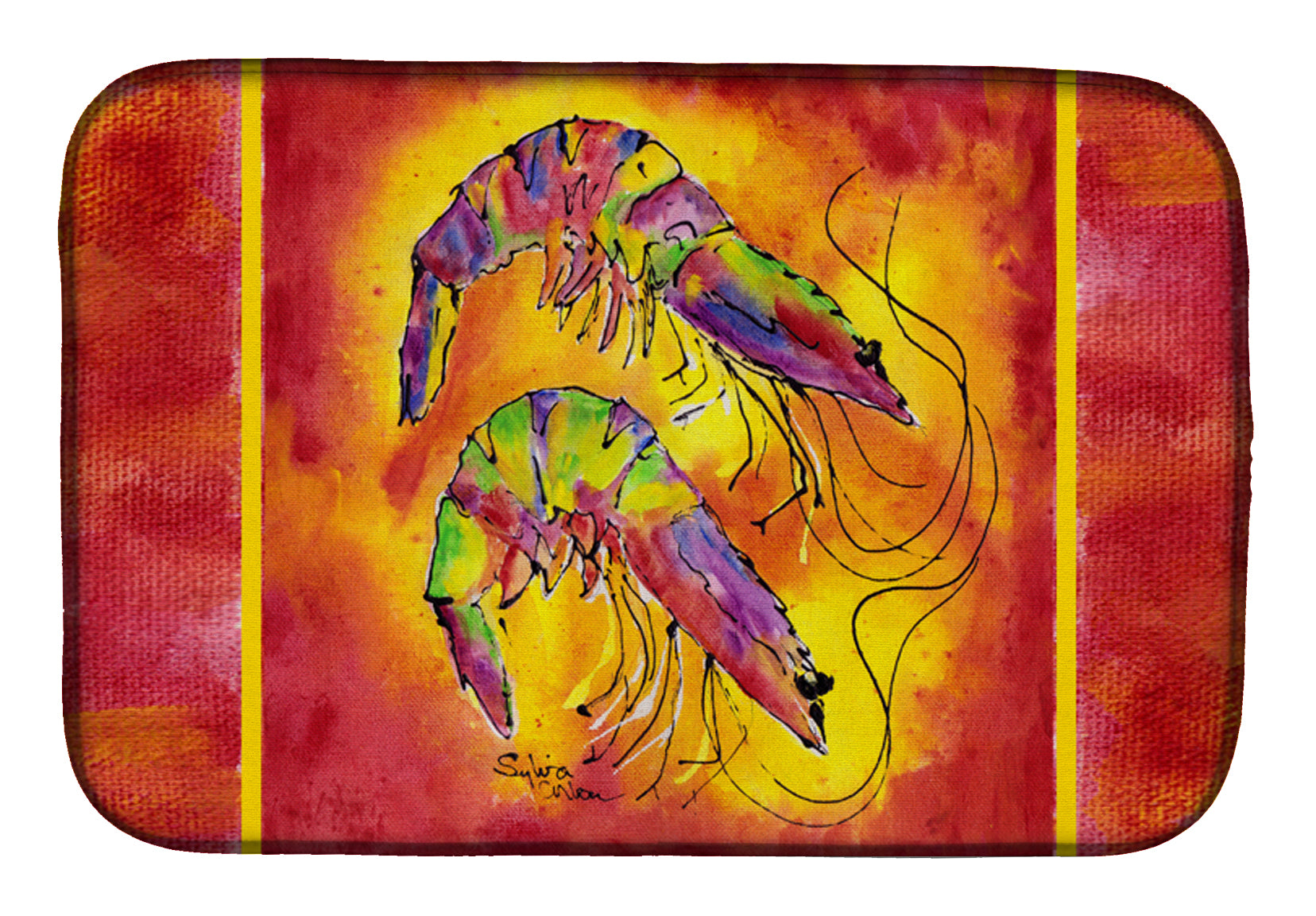 Bright Shrimp on Red Dish Drying Mat 8378DDM  the-store.com.