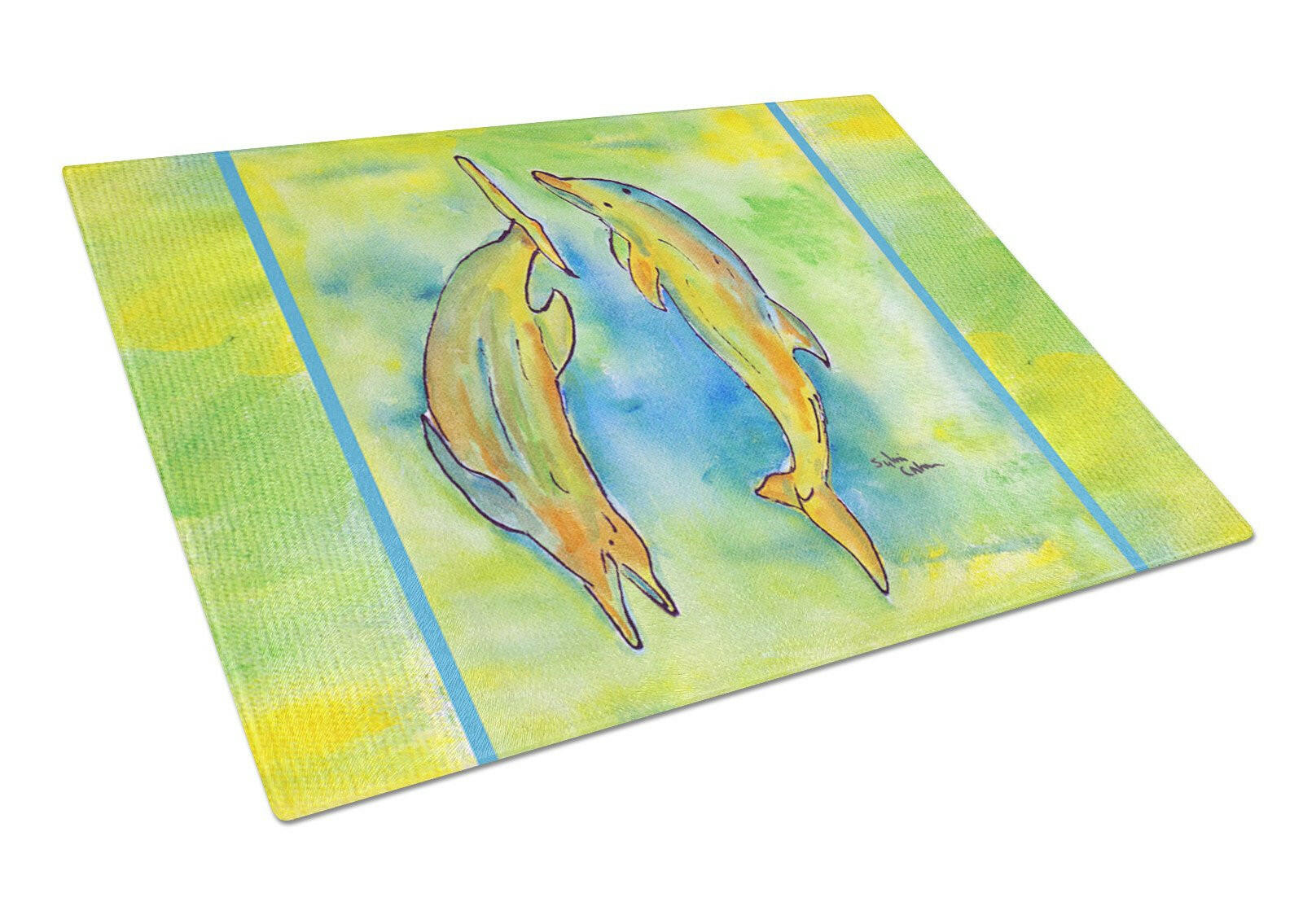 Dolphin  Glass Cutting Board Large by Caroline's Treasures