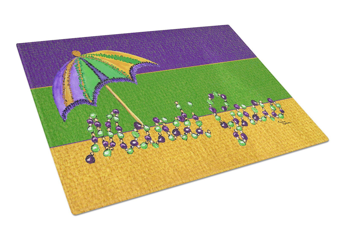 Mardi Gras Beads with Umbrella Glass Cutting Board by Caroline&#39;s Treasures