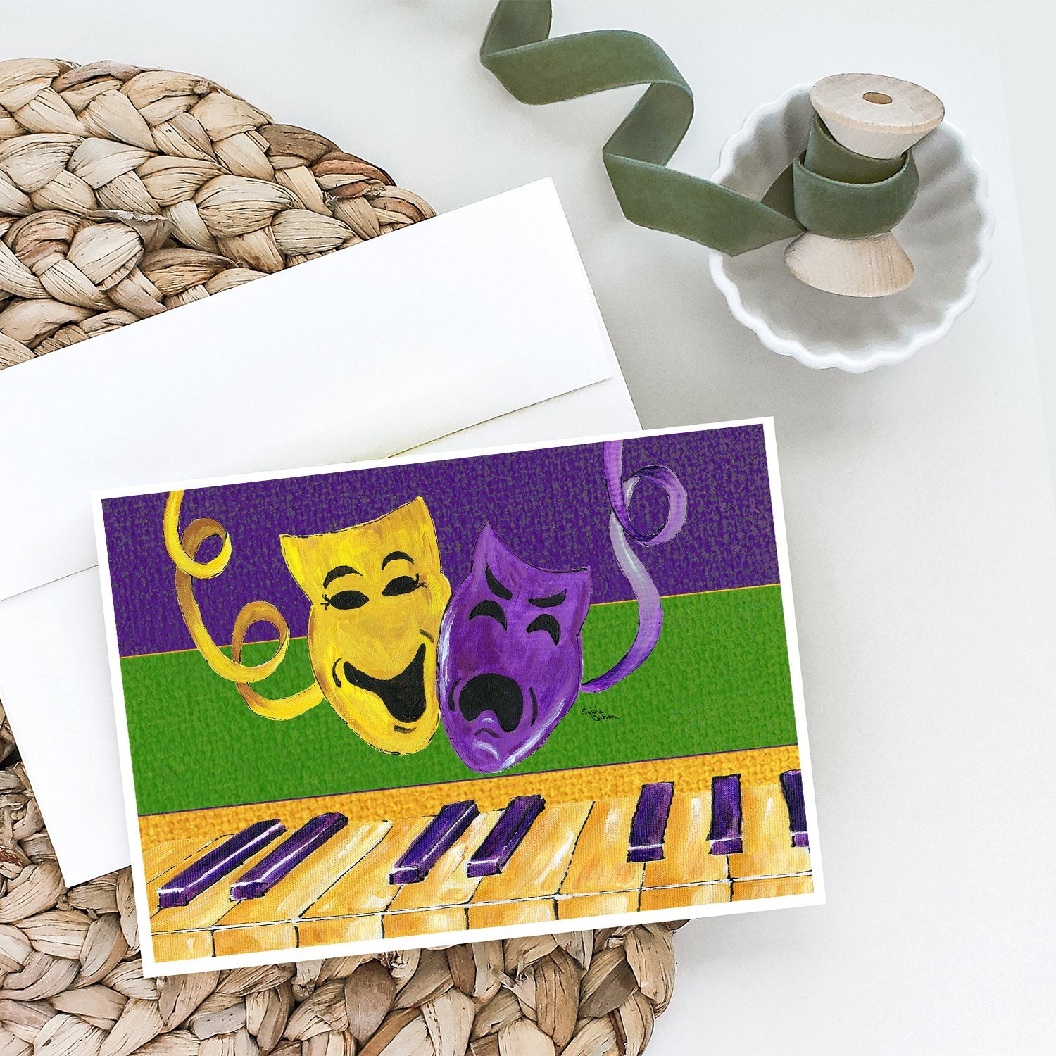 Mardi Gras Comedy and Tragedy Greeting Cards and Envelopes Pack of 8 - the-store.com