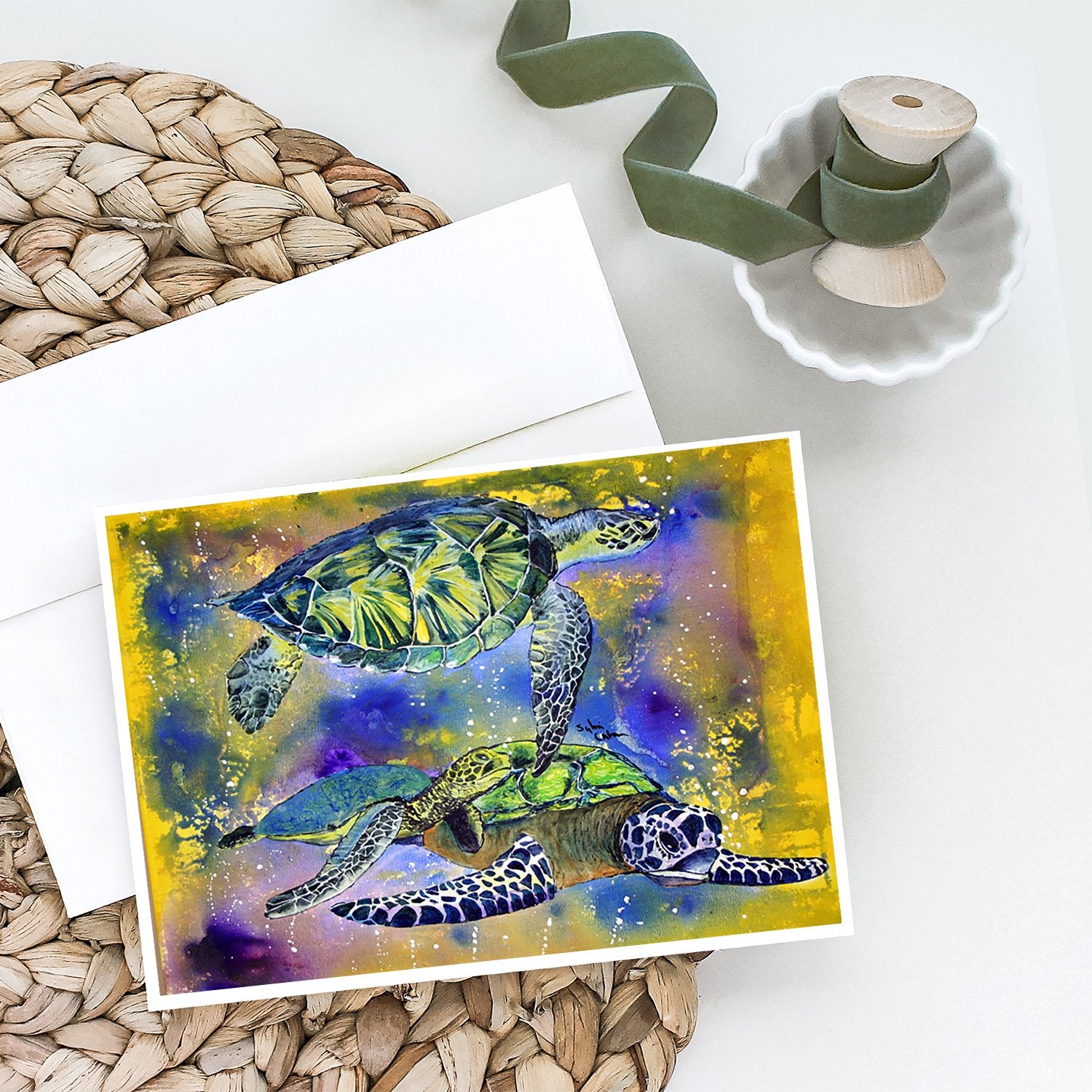Loggerhead Turtles Greeting Cards and Envelopes Pack of 8 - the-store.com