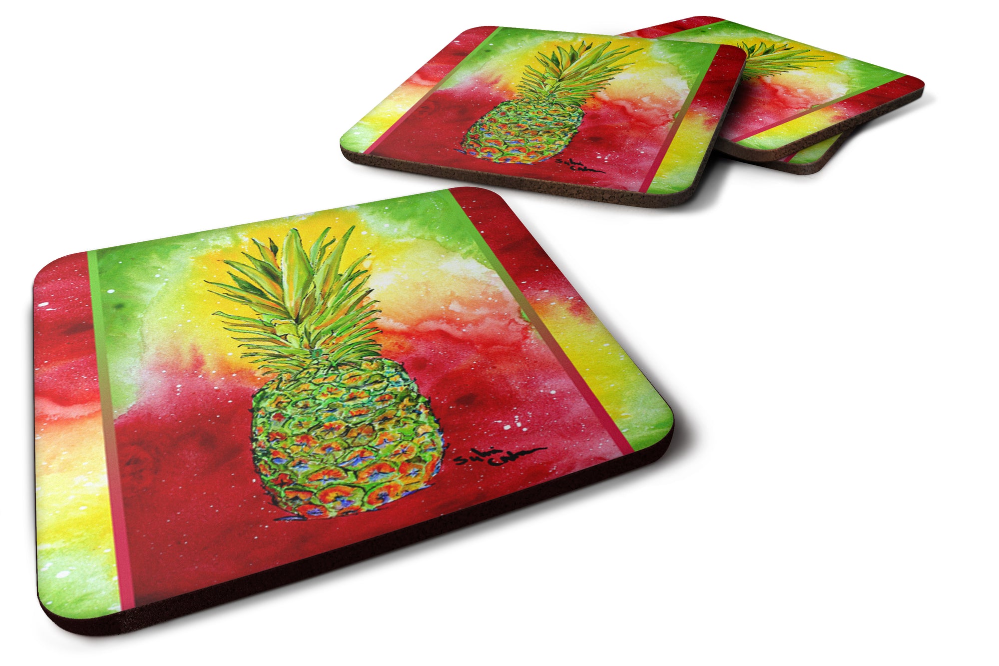 Set of 4 Pineapple Foam Coasters - the-store.com