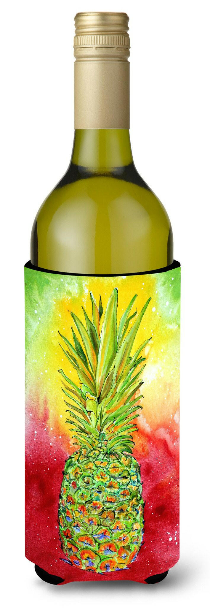 Pineapple Wine Bottle Beverage Insulator Beverage Insulator Hugger 8395LITERK by Caroline&#39;s Treasures