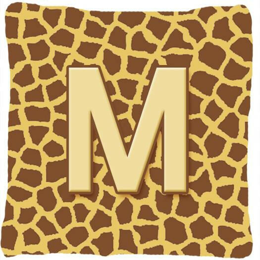 Monogram Initial M Giraffe Decorative   Canvas Fabric Pillow CJ1025 - the-store.com