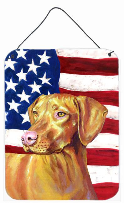 USA American Flag with Vizsla Aluminium Metal Wall or Door Hanging Prints by Caroline&#39;s Treasures