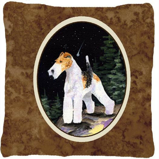 Starry Night Fox Terrier Decorative   Canvas Fabric Pillow by Caroline's Treasures