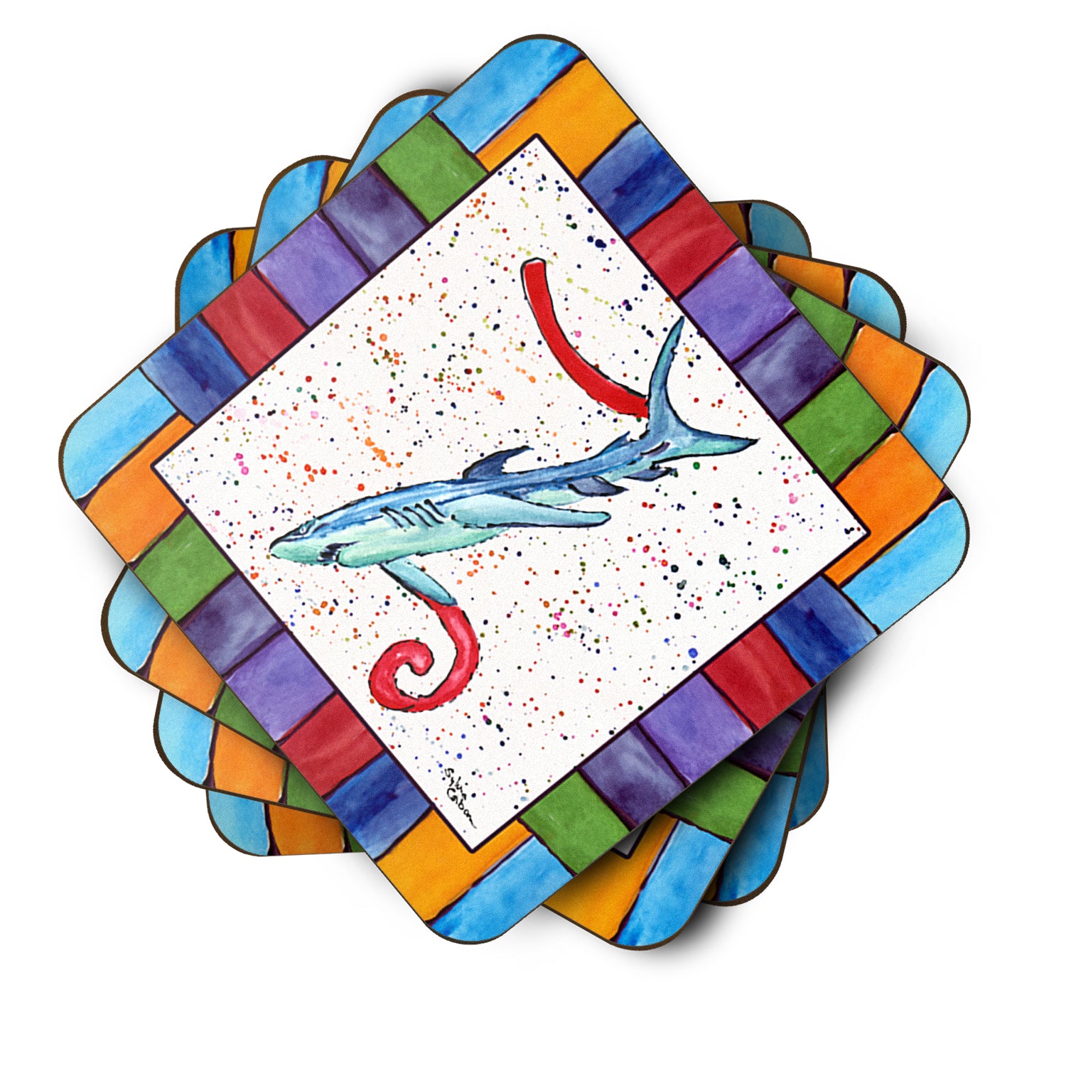 Set of 4 Beach and Seafood Foam Coasters - the-store.com