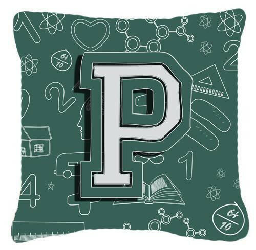 Letter P Back to School Initial Canvas Fabric Decorative Pillow CJ2010-PPW1414 by Caroline&#39;s Treasures