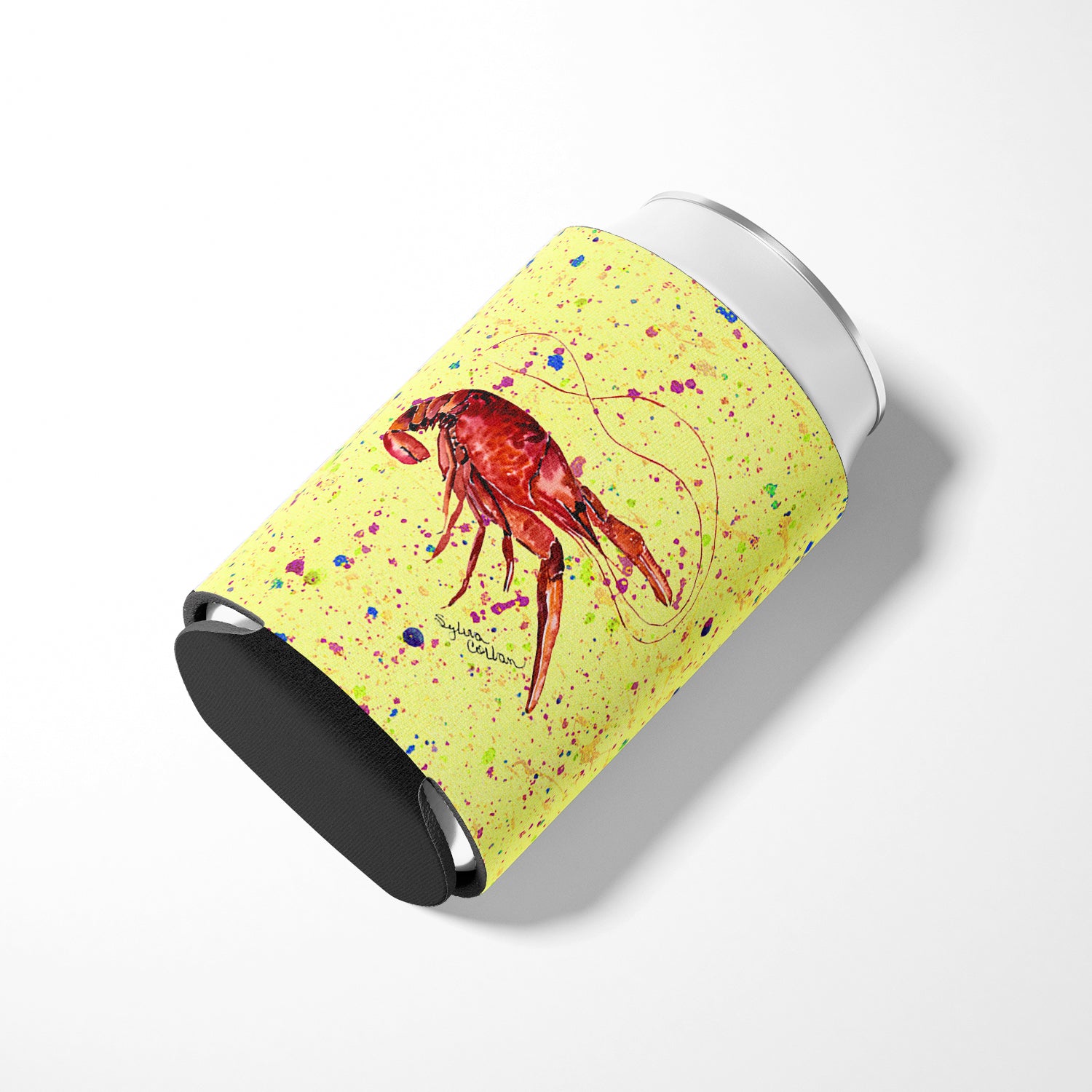 Crawfish on yellow Can or Bottle Beverage Insulator Hugger