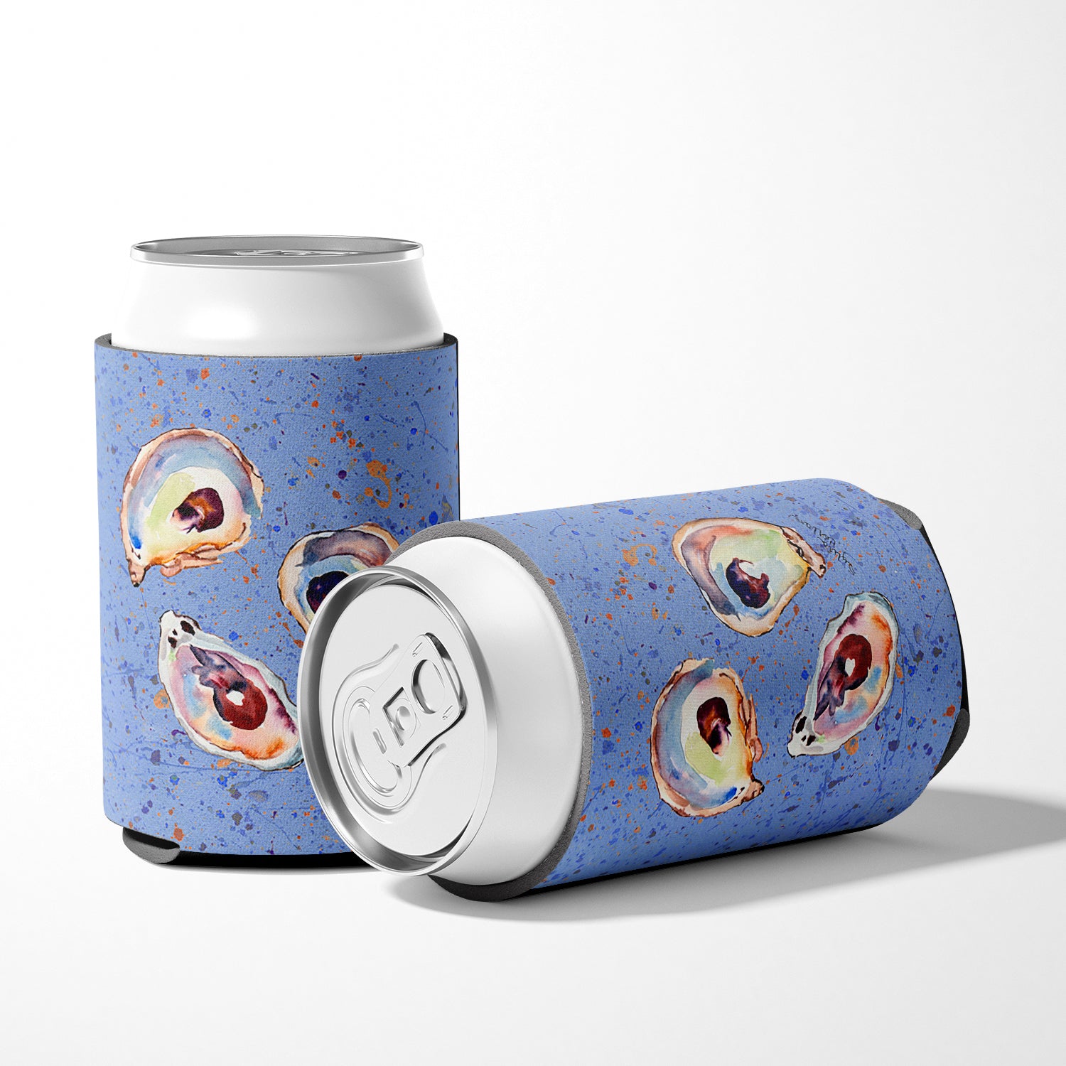 Oyster on blue Can or Bottle Beverage Insulator Hugger