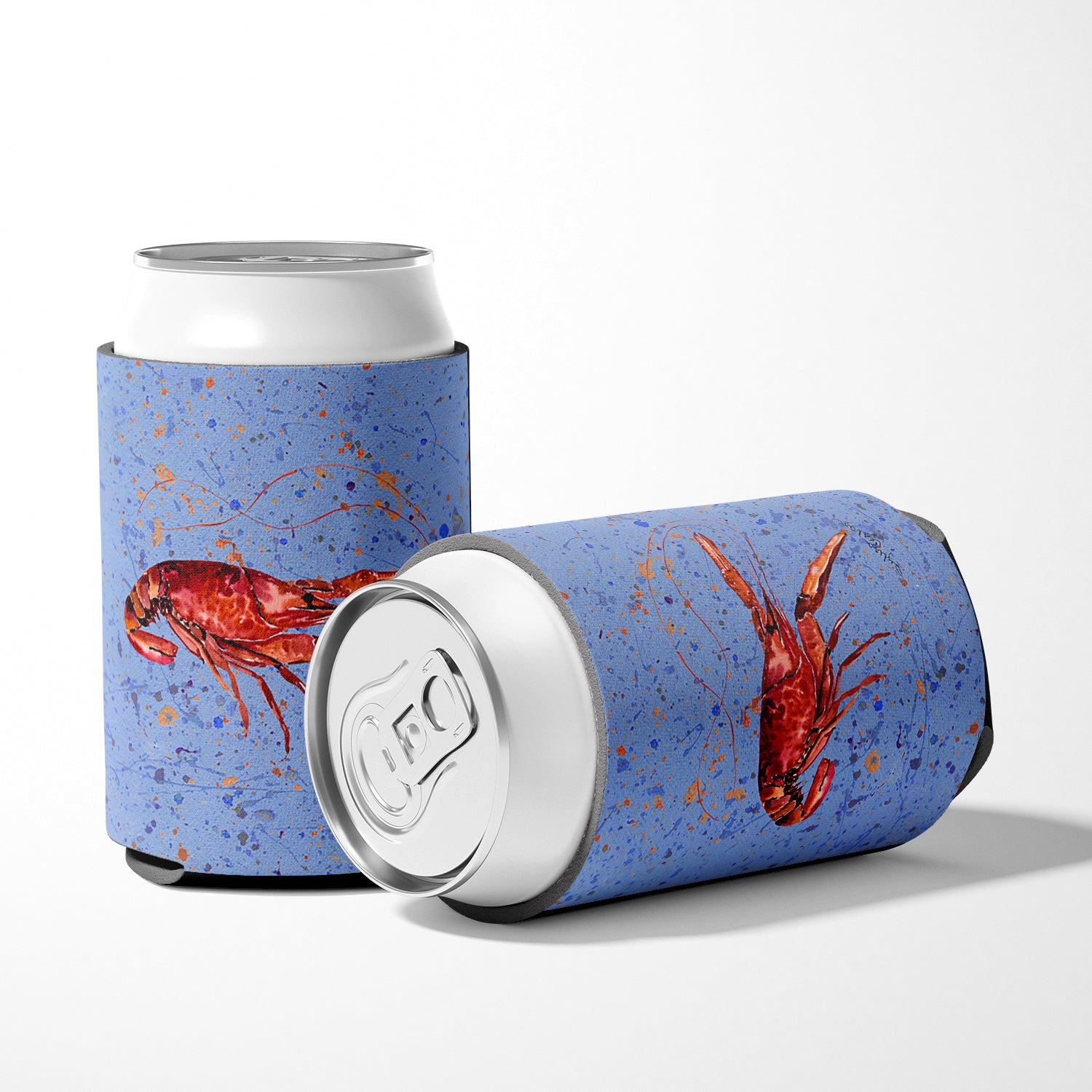 Crawfish on blue Can or Bottle Beverage Insulator Hugger.