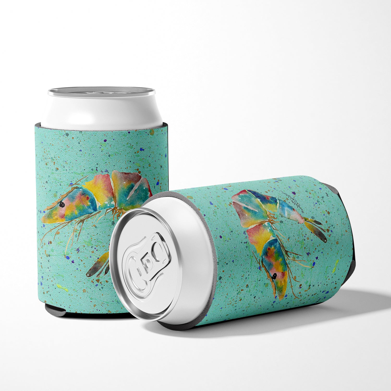 Shrmip on Teal Can or Bottle Beverage Insulator Hugger.