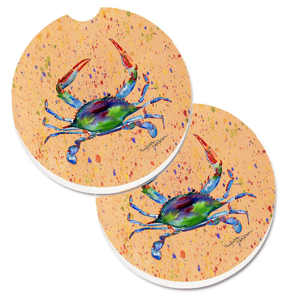 Crab Set of 2 Cup Holder Car Coasters 8467CARC by Caroline's Treasures