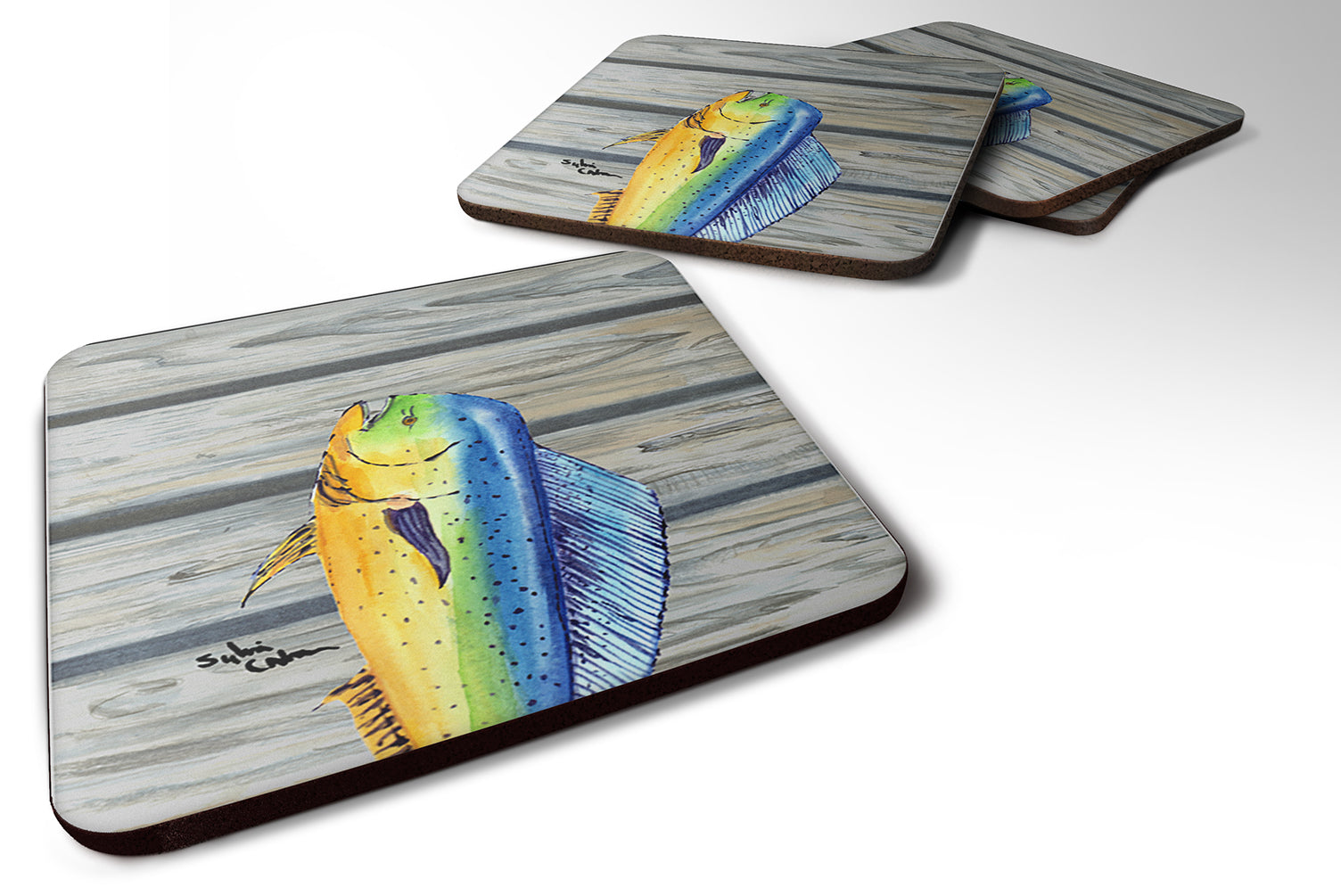 Set of 4 Dolphin Mahi Mahi Foam Coasters - the-store.com