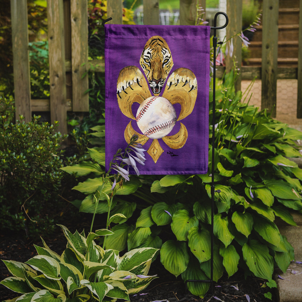 Tiger Fleur de lis Baseball Flag Garden Size.