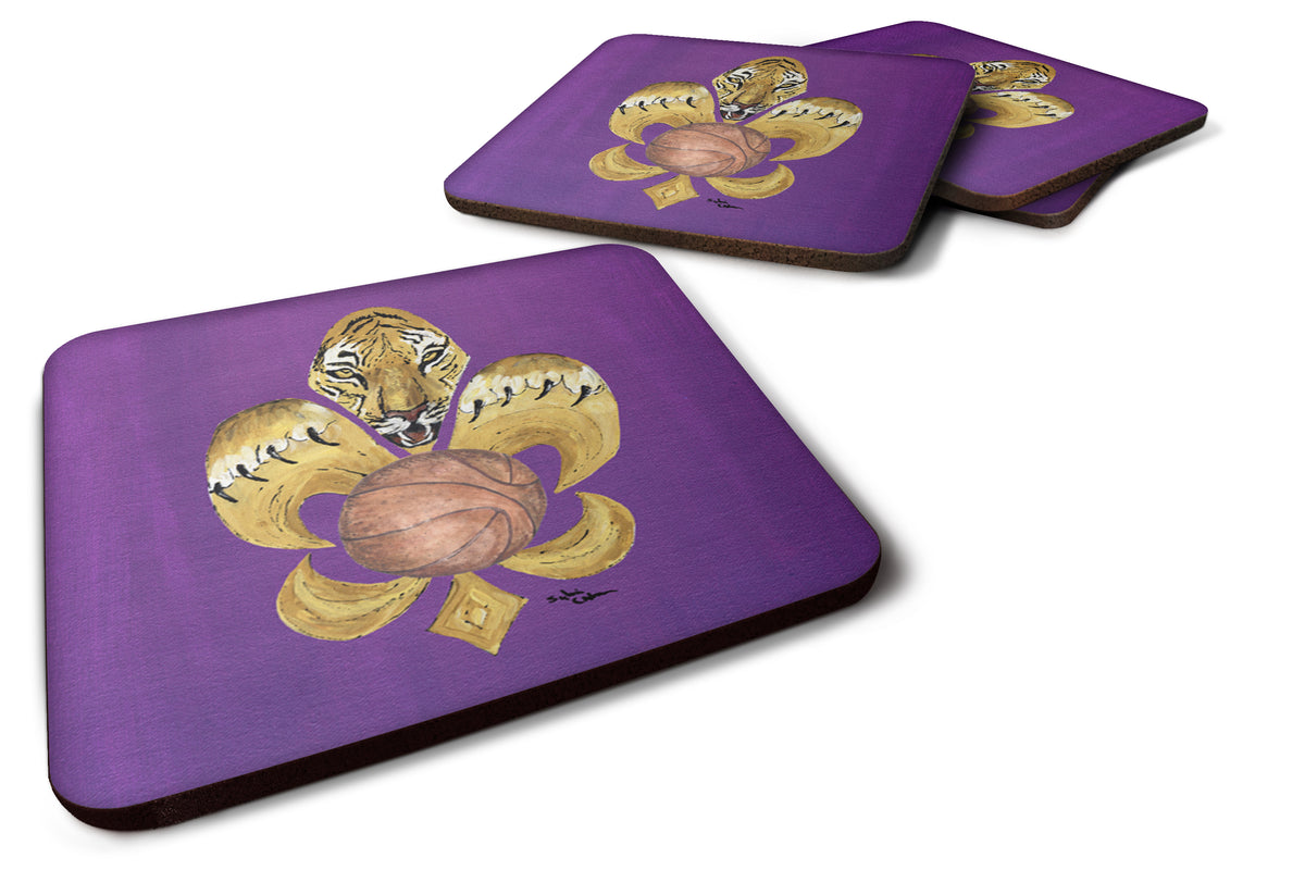 Set of 4 Tiger Basketball Fleur de lis Foam Coasters - the-store.com