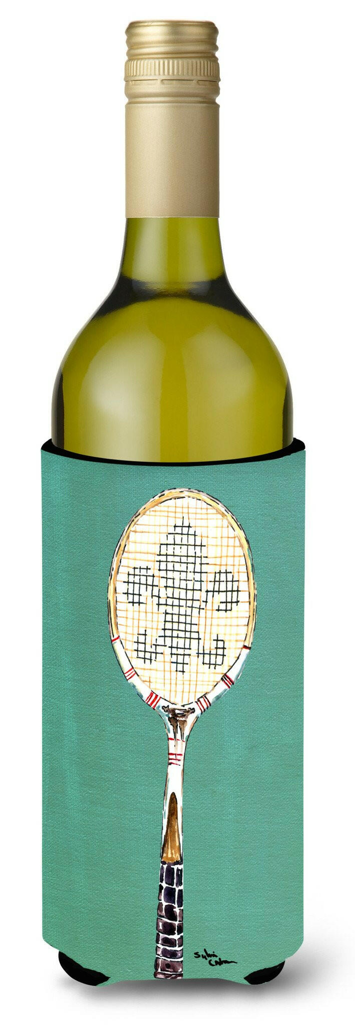 Fleur de lis Tennis Wine Bottle Beverage Insulator Beverage Insulator Hugger by Caroline&#39;s Treasures